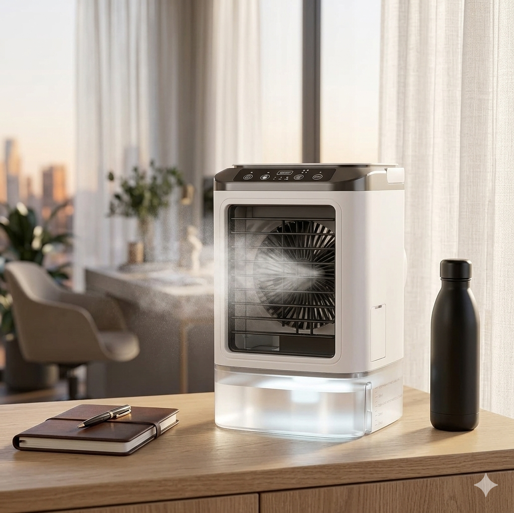 ArcticFlow™ Desktop Pro – 3-in-1 Portable AC & Ultrasonic Air Cooler with LED Night Light